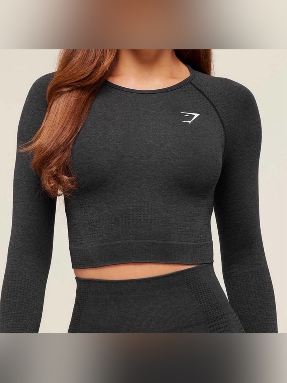 Gymshark Vital Crop Top Black Seamless Long-Sleeve Workout